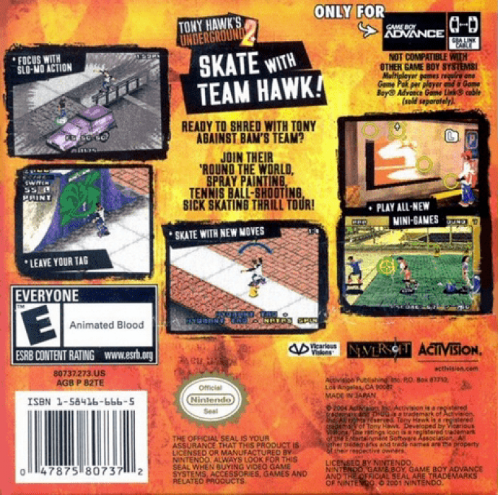 Tony Hawk's Underground 2 — Box back