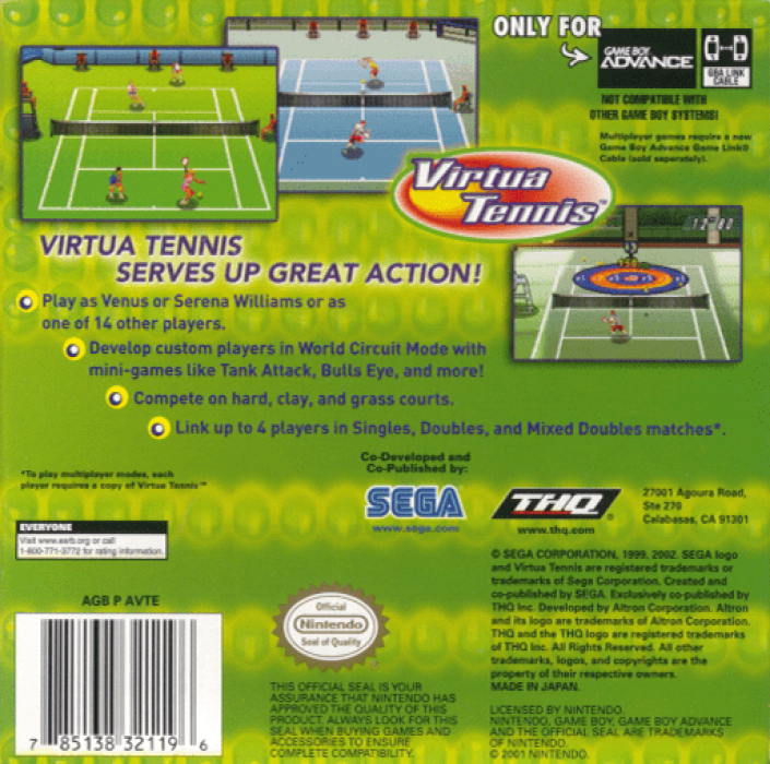 Virtua Tennis — Box back