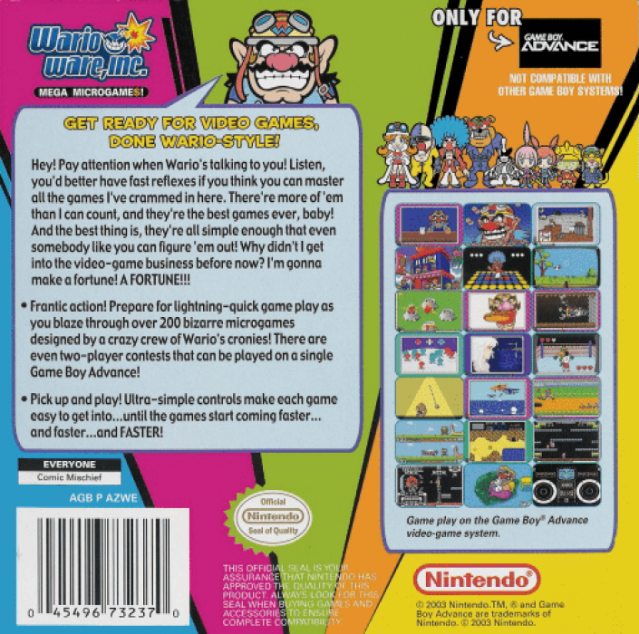 WarioWare, Inc. : Mega Microgame$! — Box back