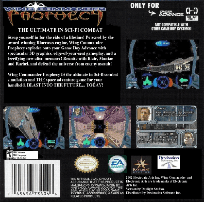 Wing Commander : Prophecy — Box back