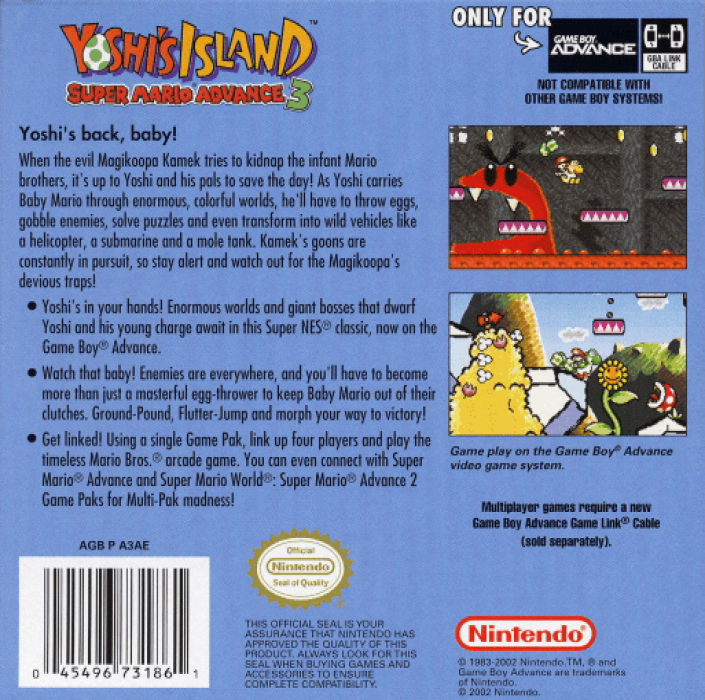 Yoshi's Island: Super Mario Advance 3 — Box back