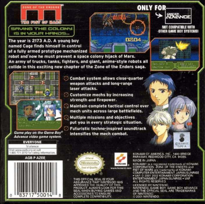 Zone of the Enders : The Fist of Mars — Box back