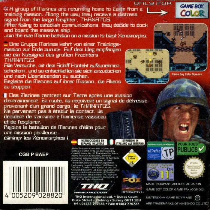 Aliens : Thanatos Encounter — Box back