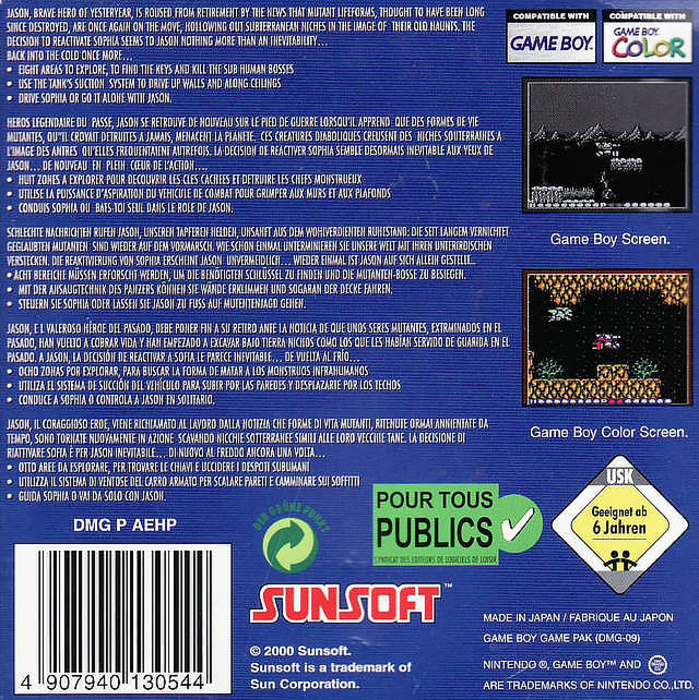 Blaster Master : Enemy Below — Box back