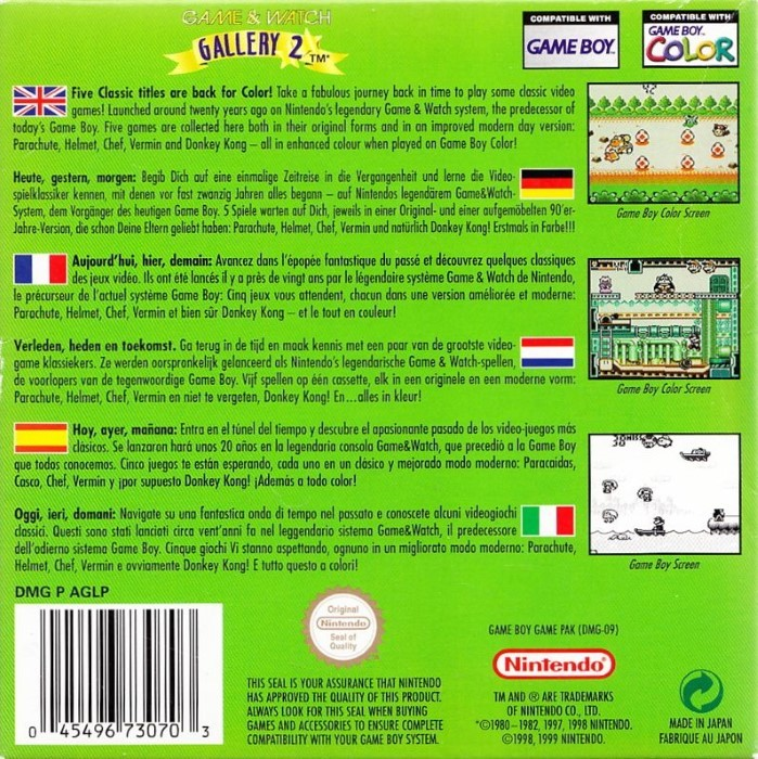 Game & Watch Gallery 2 — Box back
