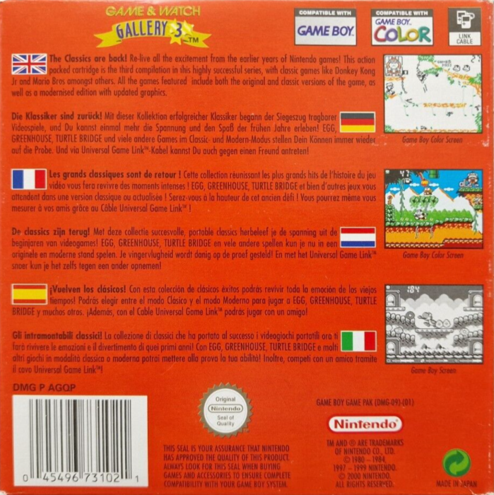 Game & Watch Gallery 3 — Box back