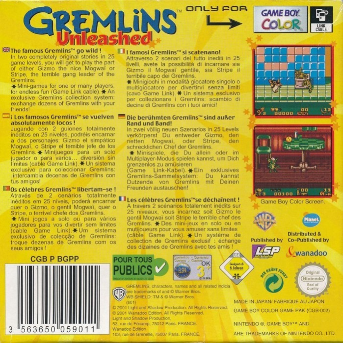 Gremlins Unleashed — Box back