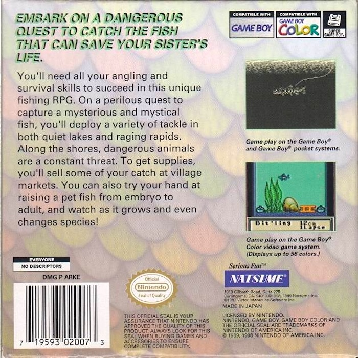 Legend of the River King GBC — Box back