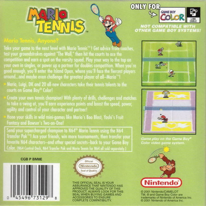Mario Tennis GB — Box back