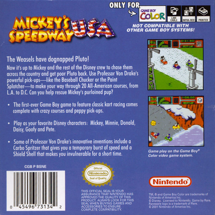 Mickey's Speedway USA — Box back