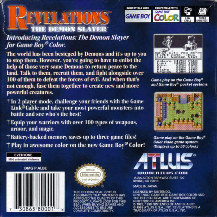 Revelations : The Demon Slayer — Box back