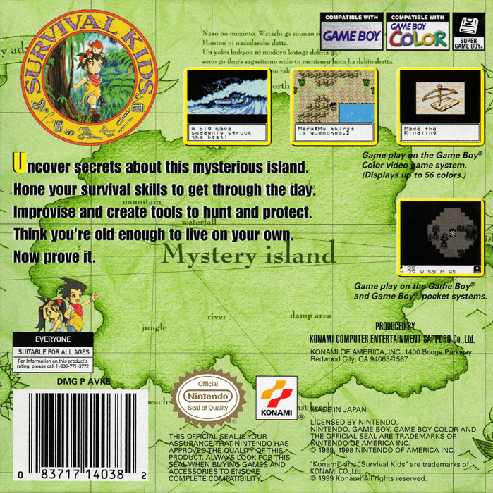 Survival Kids — Box back
