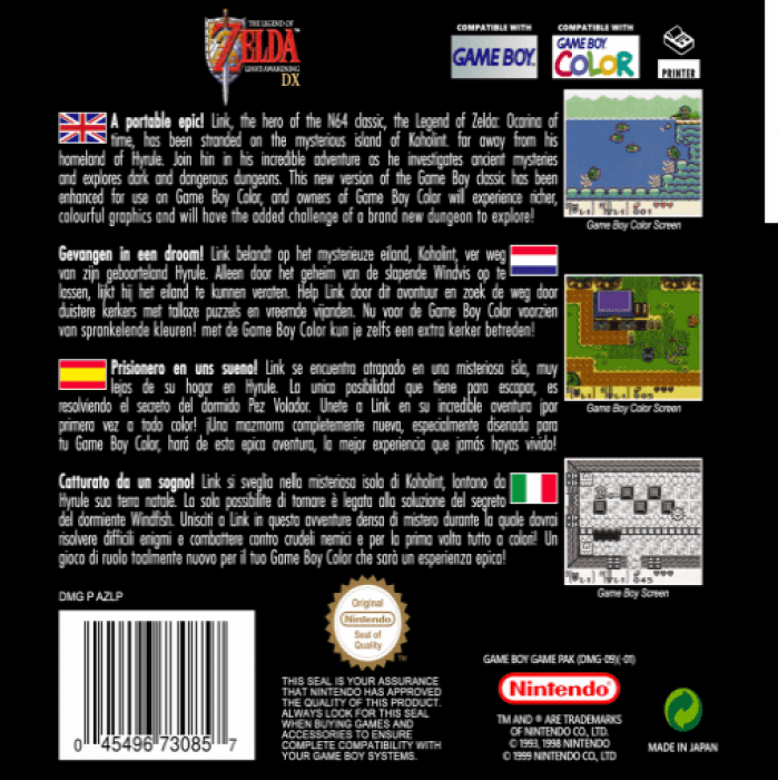 The Legend of Zelda : Link's Awakening DX — Box back