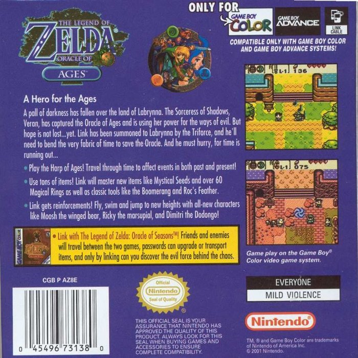 The Legend of Zelda : Oracle of Ages — Box back