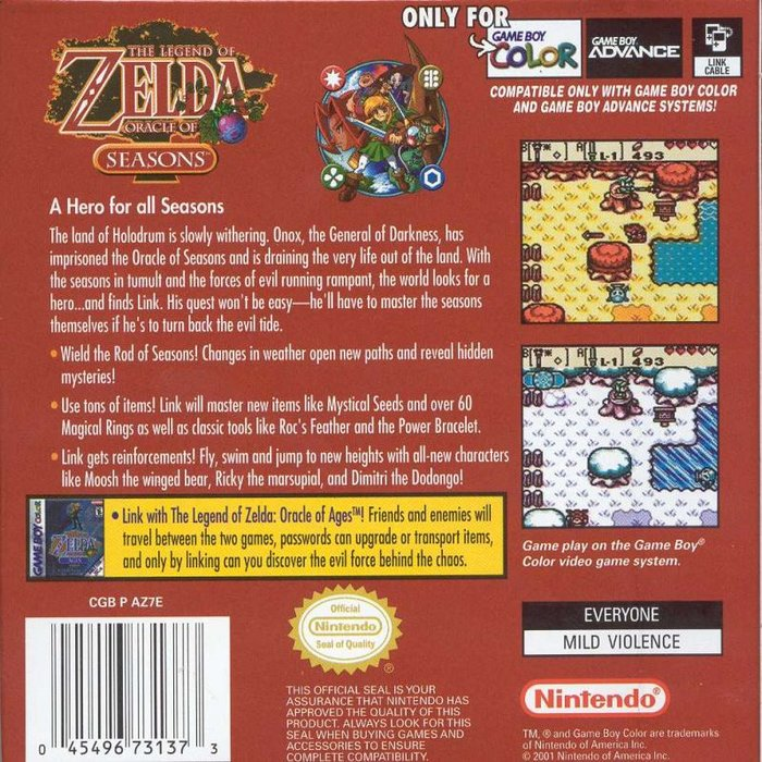 The Legend of Zelda : Oracle of Seasons — Box back