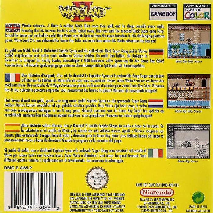 Wario Land II — Box back