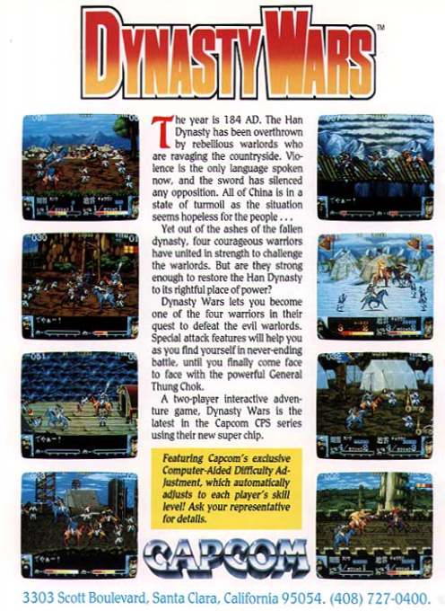 Dynasty Wars (World) — Box back