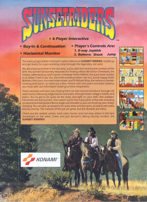 Sunset Riders (2 Players ver UBC) — Box back