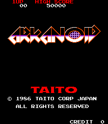 Arkanoid (US) — Title screen