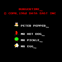 BurgerTime (Data East set 1) — Title screen