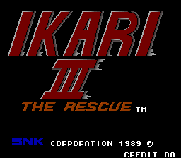 Ikari III - The Rescue (World, 8-way Joystick) — Title screen