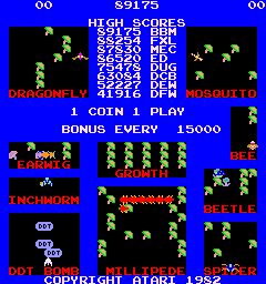 Millipede — Title screen