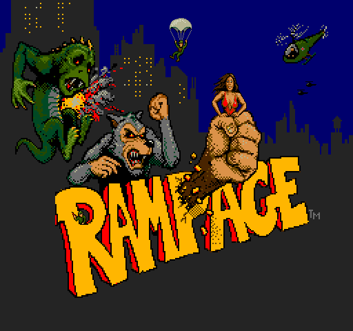 Rampage (Rev 3, 8/27/86) — Title screen