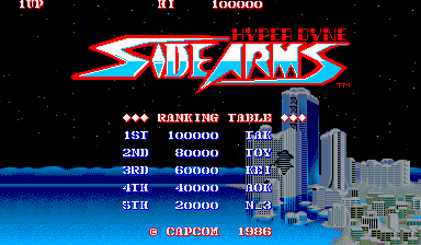 Side Arms - Hyper Dyne (US) — Title screen