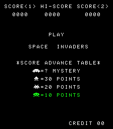 Space Invaders — Title screen