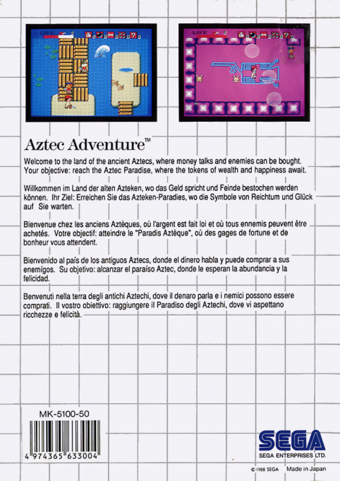Aztec Adventure : The Golden Road to Paradise — Box back