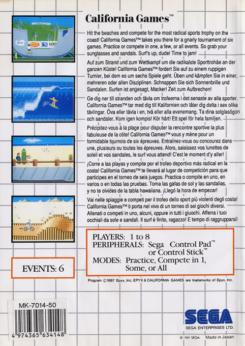 California Games — Box back