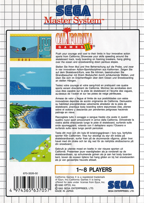 California Games II — Box back