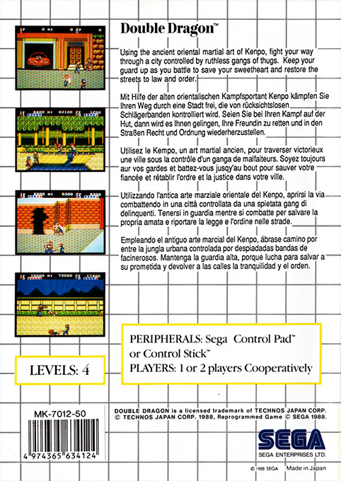 Double Dragon — Box back