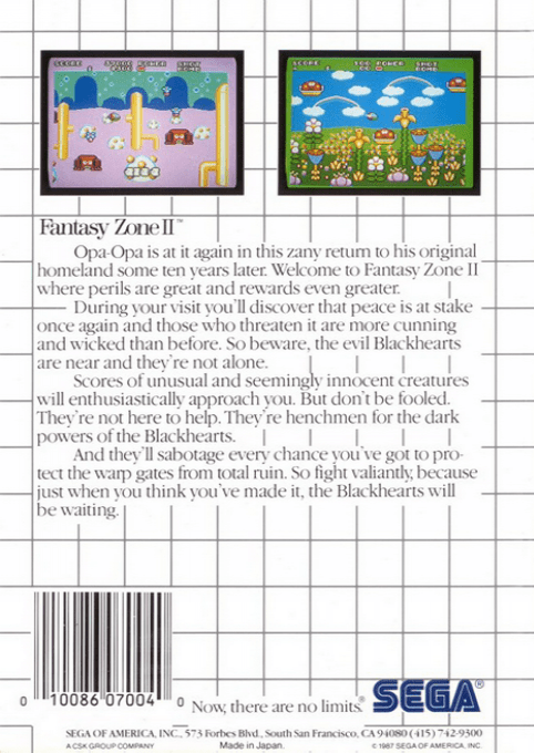 Fantasy Zone II — Box back