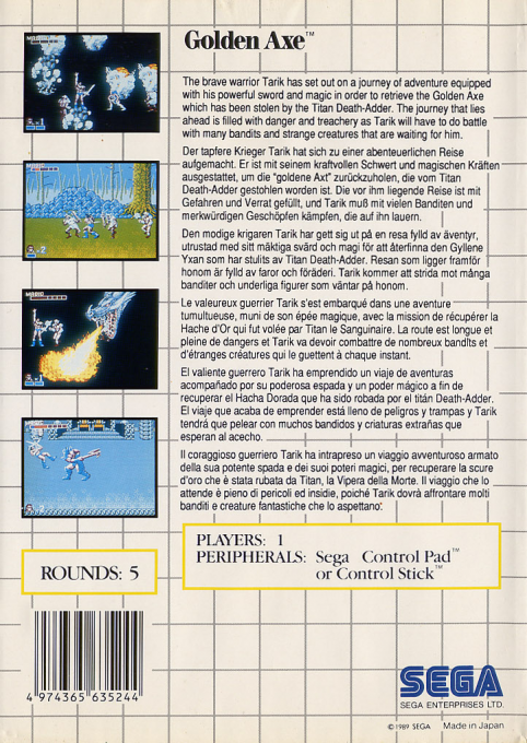 Golden Axe — Box back