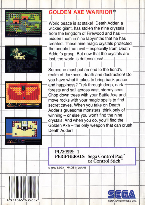 Golden Axe Warrior — Box back