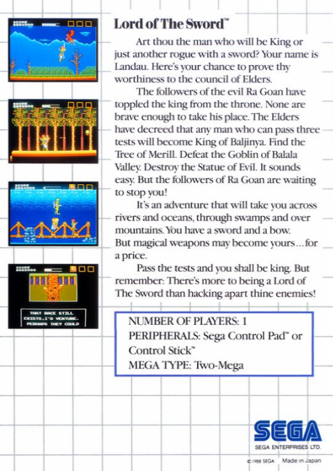 Lord of the Sword — Box back
