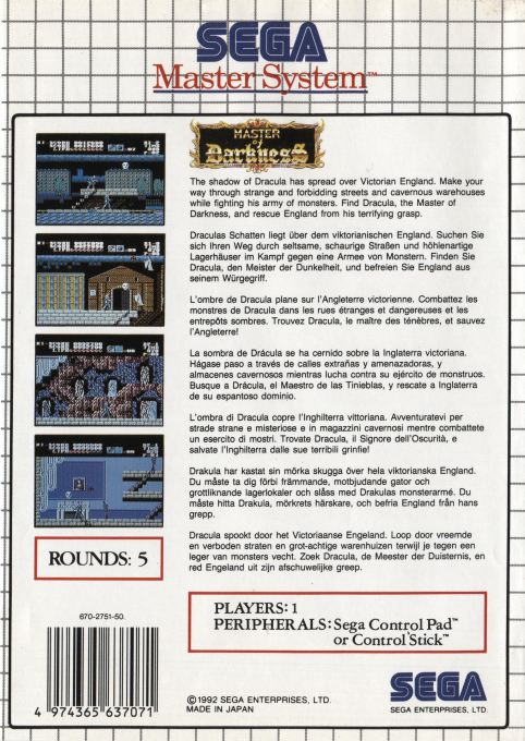 Master of Darkness — Box back