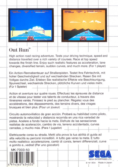 Out Run — Box back