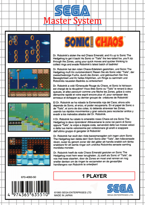Sonic Chaos — Box back