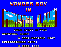 Wonder Boy in Monster Land — Title screen