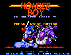Wonder Boy in Monster World — Title screen