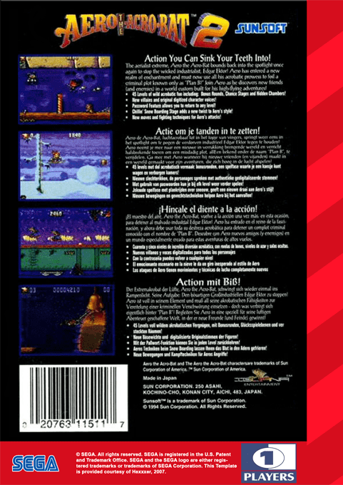 Aero the Acro-Bat 2 — Box back