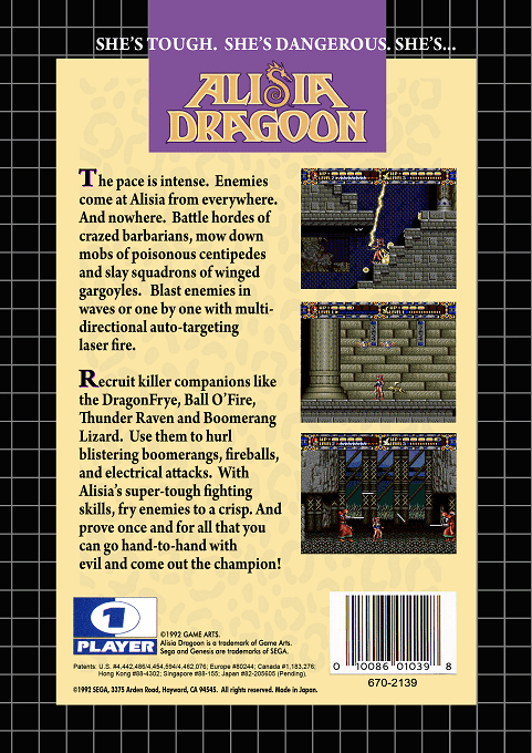 Alisia Dragoon — Box back