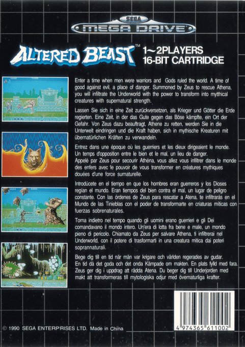 Altered Beast — Box back