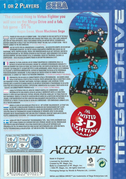 Ballz 3D : The Battle of the Ballz — Box back