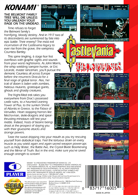 Castlevania : Bloodlines — Box back