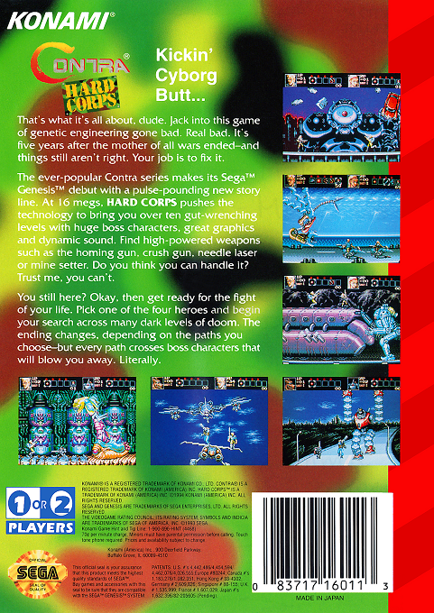 Contra : Hard Corps — Box back