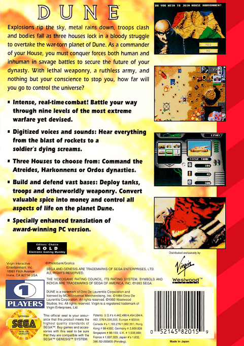Dune : The Battle for Arrakis — Box back