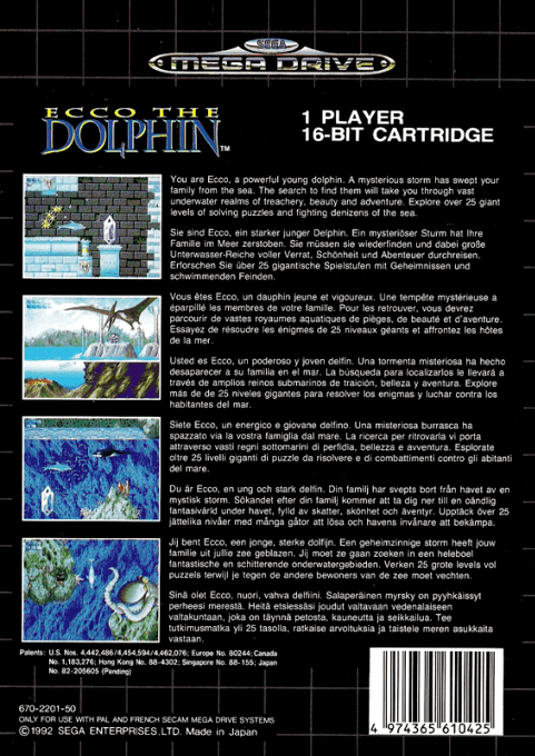Ecco the Dolphin — Box back